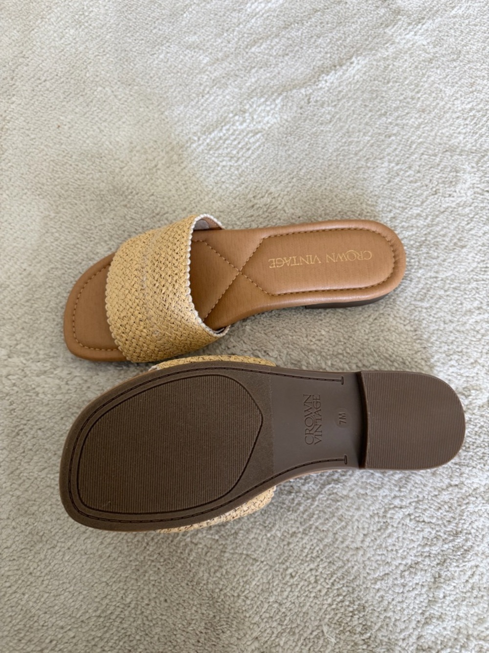 Crown Vintage Tan Woven Slide Mules - Picture 2 of 4